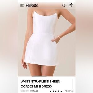 WHITE STRAPLESS SHEEN CORSET MINI DRESS